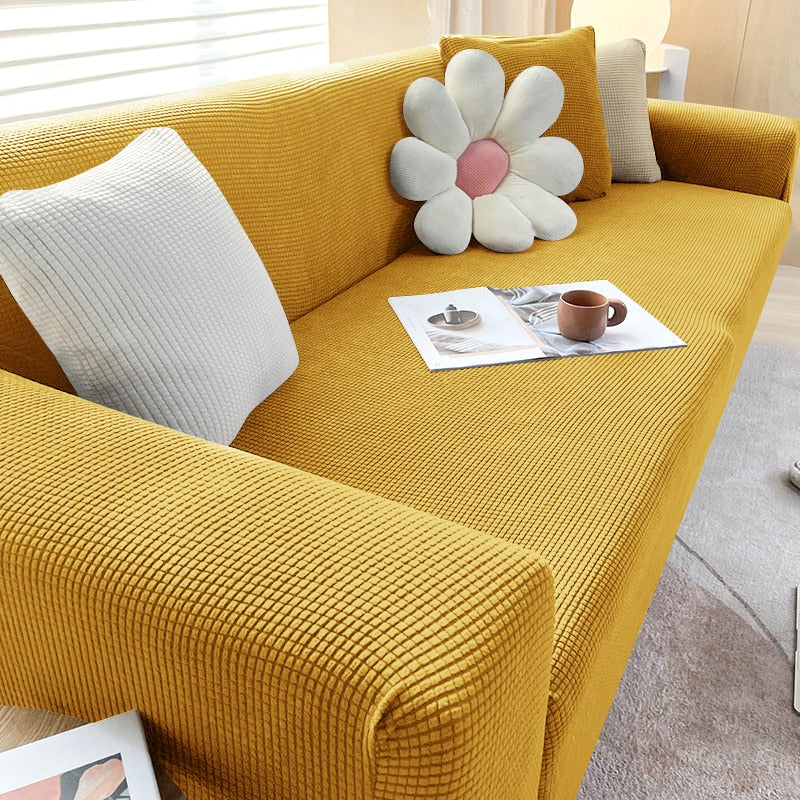 Stylish Stretchable Sofa Cover - StretchGuard-Beige White-1-Seater (35.4 – 55.1 in)-Nora Luxe