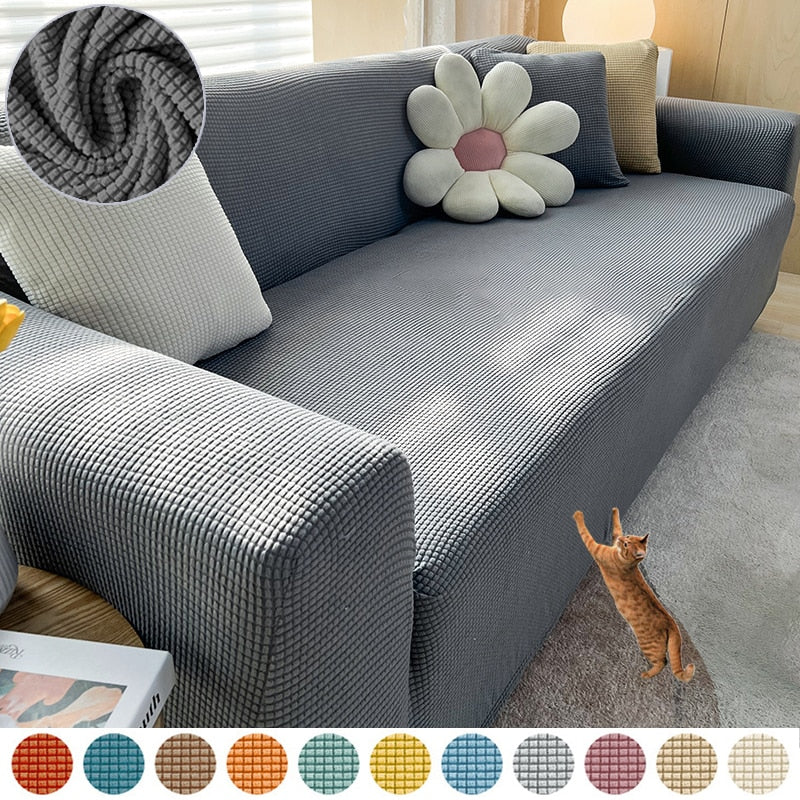Stylish Stretchable Sofa Cover - StretchGuard-Beige White-1-Seater (35.4 – 55.1 in)-Nora Luxe