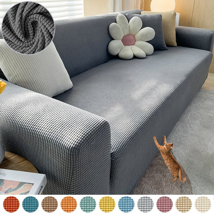Stylish Stretchable Sofa Cover - StretchGuard-Beige White-1-Seater (35.4 – 55.1 in)-Nora Luxe