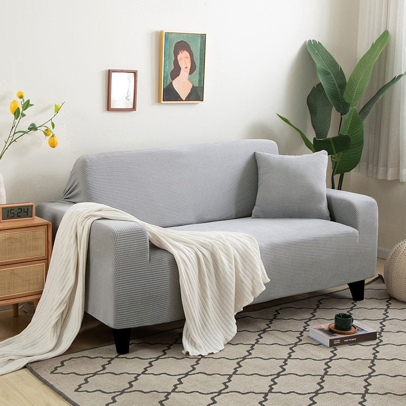 Stylish Stretchable Sofa Cover - StretchGuard-Beige White-1-Seater (35.4 – 55.1 in)-Nora Luxe