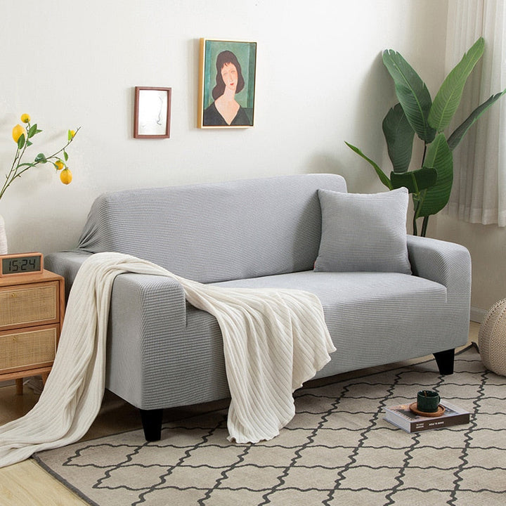 Stylish Stretchable Sofa Cover - StretchGuard-Beige White-1-Seater (35.4 – 55.1 in)-Nora Luxe