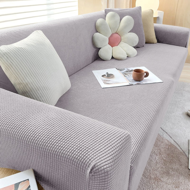 Stylish Stretchable Sofa Cover - StretchGuard-Beige White-1-Seater (35.4 – 55.1 in)-Nora Luxe