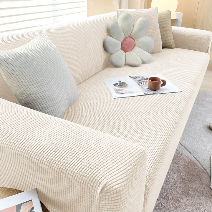 Stylish Stretchable Sofa Cover - StretchGuard-Beige White-1-Seater (35.4 – 55.1 in)-Nora Luxe