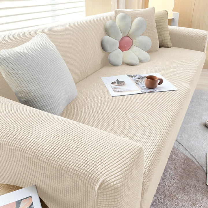 Stylish Stretchable Sofa Cover - StretchGuard-Beige Yellow-1-Seater (35.4 – 55.1 in)-Nora Luxe