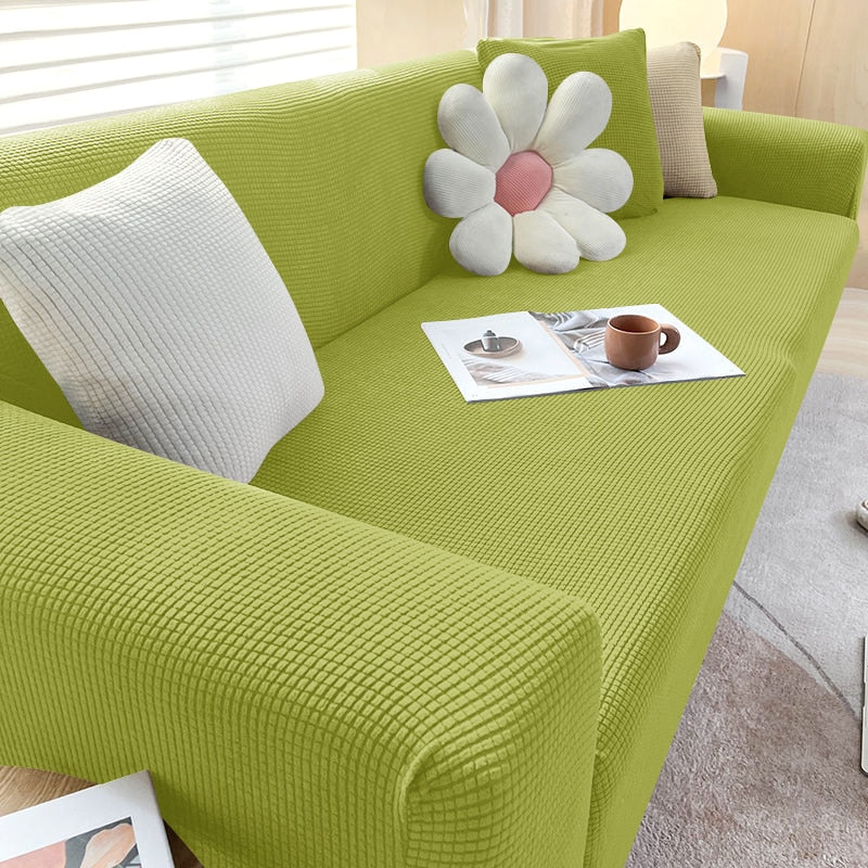 Stylish Stretchable Sofa Cover - StretchGuard-Grass Green-1-Seater (35.4 – 55.1 in)-Nora Luxe