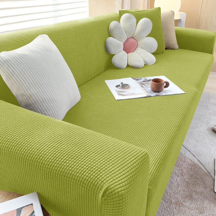 Stylish Stretchable Sofa Cover - StretchGuard-Grass Green-1-Seater (35.4 – 55.1 in)-Nora Luxe