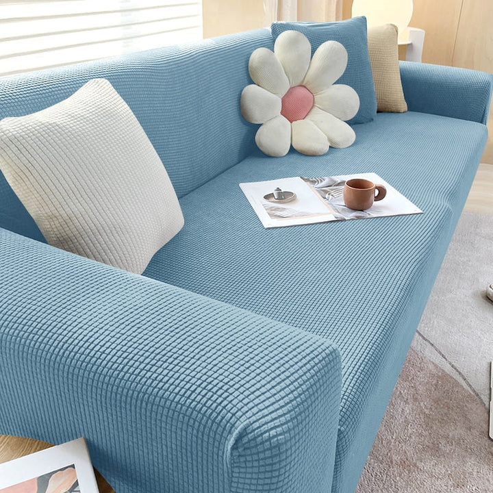 Stylish Stretchable Sofa Cover - StretchGuard-Lake Blue-1-Seater (35.4 – 55.1 in)-Nora Luxe
