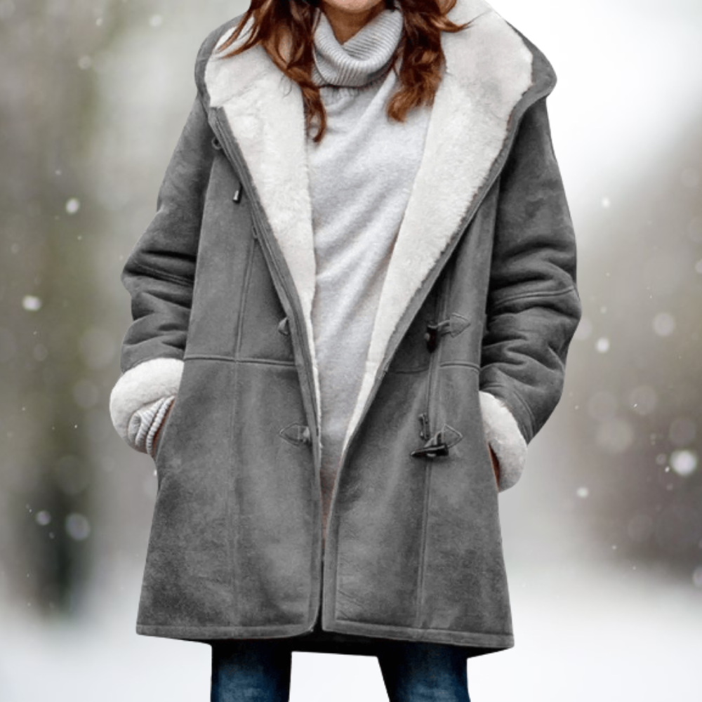 Stylish Suede Fleece Jacket for Women - Camilla-Gray-S-Nora Luxe