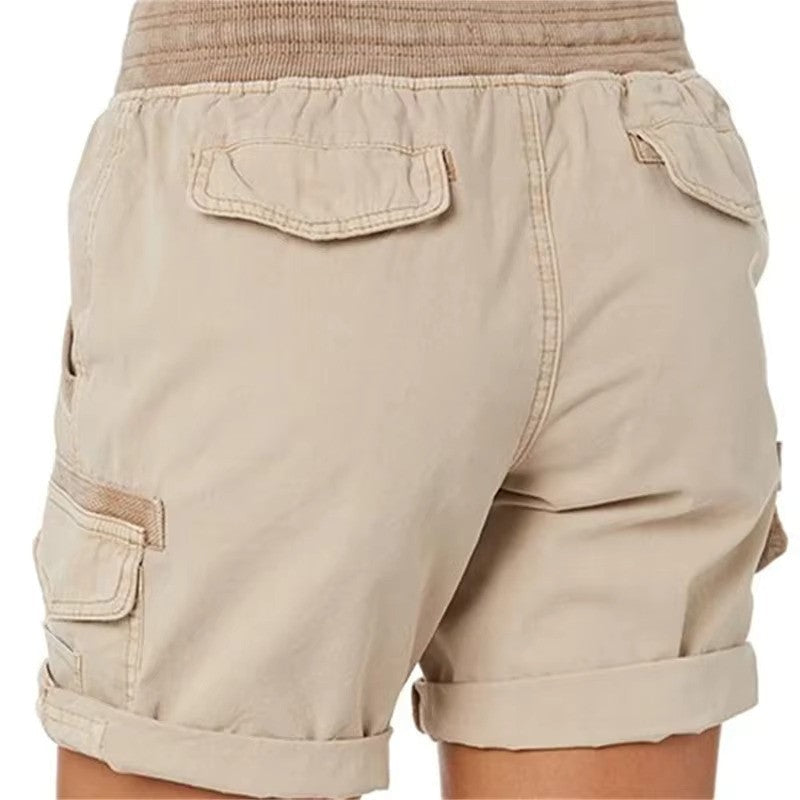 Stylish summer beach shorts – Chloe-Khaki-S-Nora Luxe