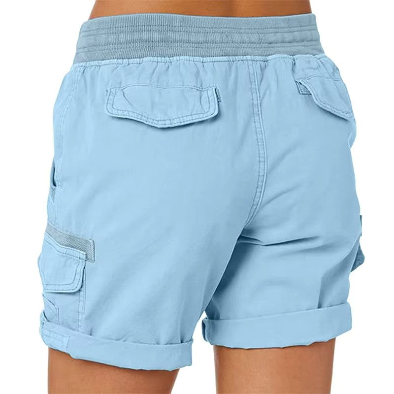 Stylish summer beach shorts – Chloe-Khaki-S-Nora Luxe