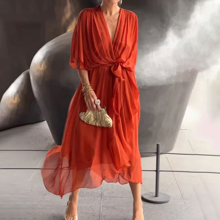 Stylish summer dress - Giulia-Orange-S-Nora Luxe