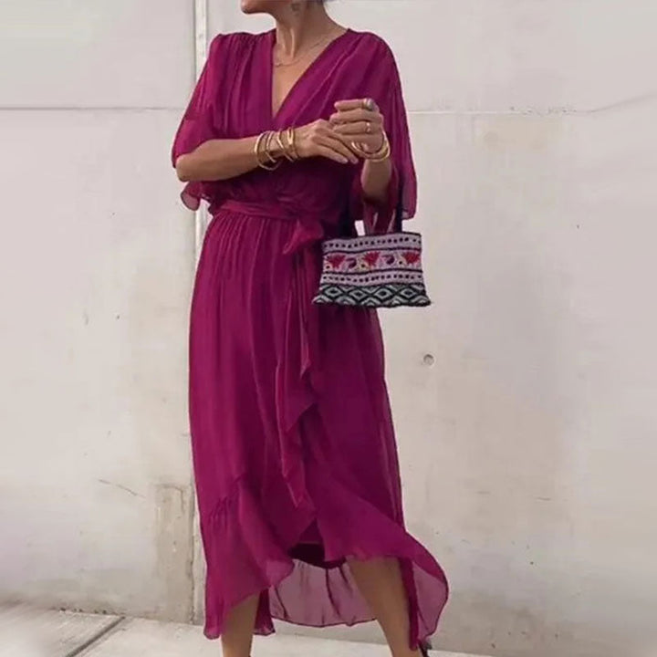 Stylish summer dress - Giulia-Wine red-S-Nora Luxe
