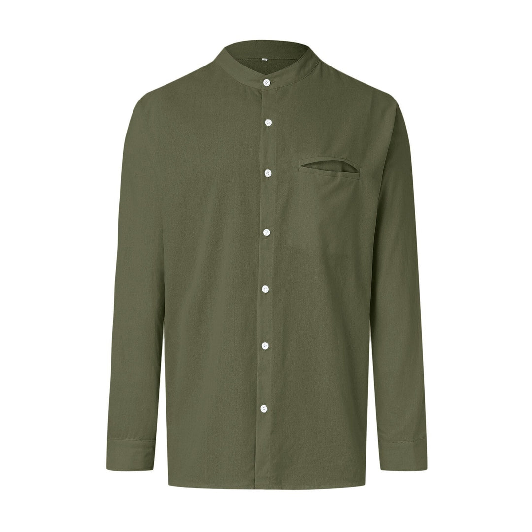 Stylish summer shirt in plus size for men – Hayes-Army green - 3 buttons-M-The Livary