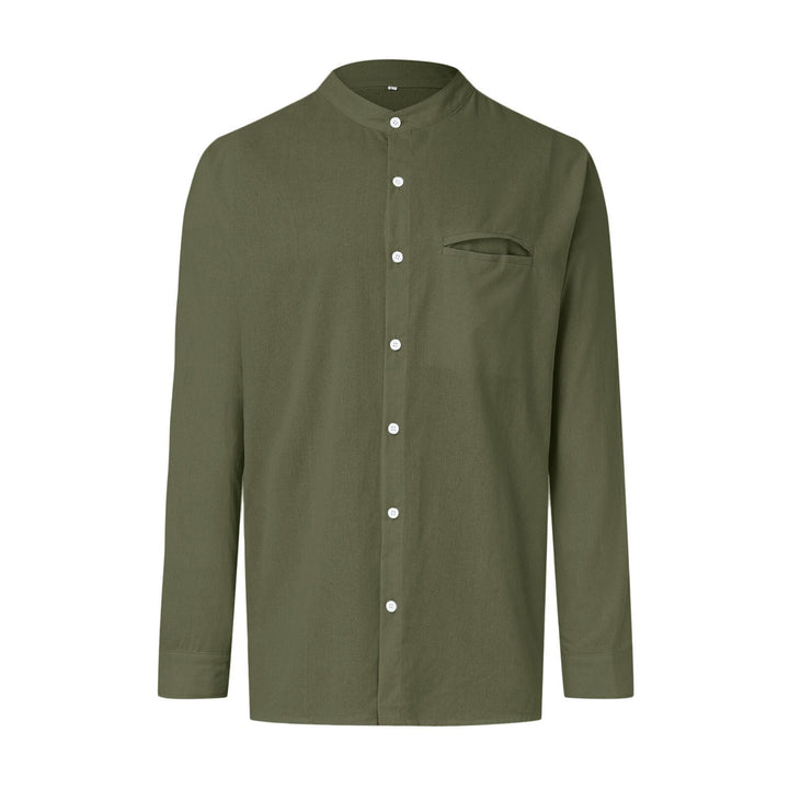 Stylish summer shirt in plus size for men – Hayes-Army green - 3 buttons-M-The Livary