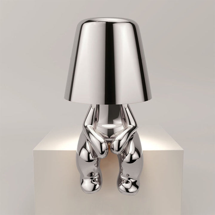 Stylish Table Lamp - LumiSerene-Seated Silver-Nora Luxe