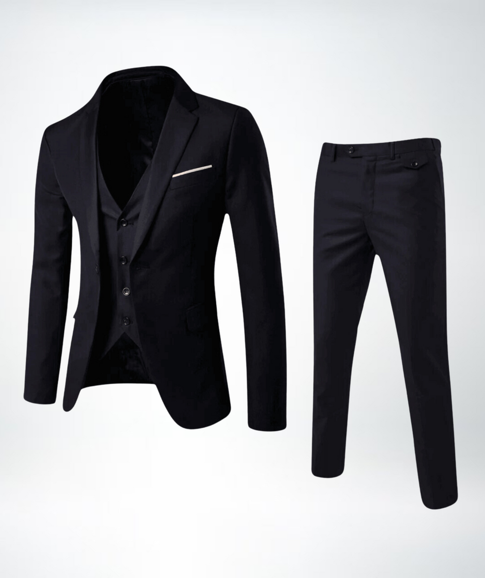Stylish Three-Piece Men's Suit - Lucas-Black-S-Nora Luxe