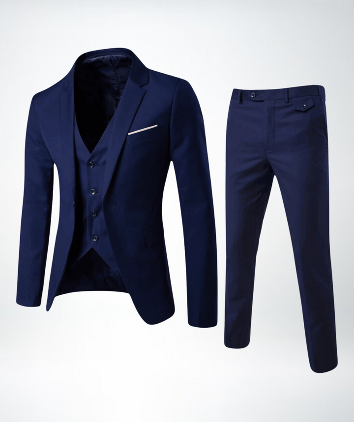 Stylish Three-Piece Men's Suit - Lucas-Dark Blue-S-Nora Luxe