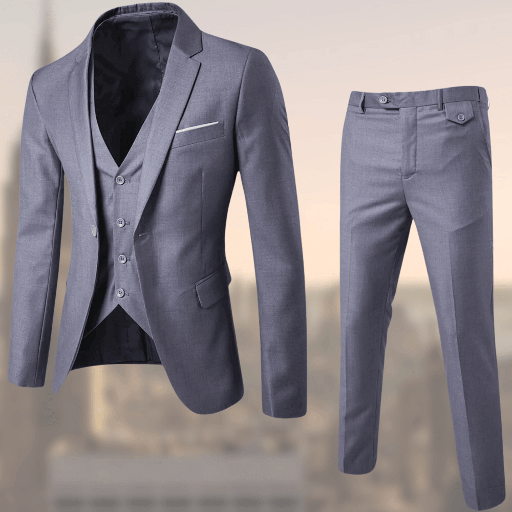 Stylish Three-Piece Men's Suit - Lucas-Gray-S-Nora Luxe