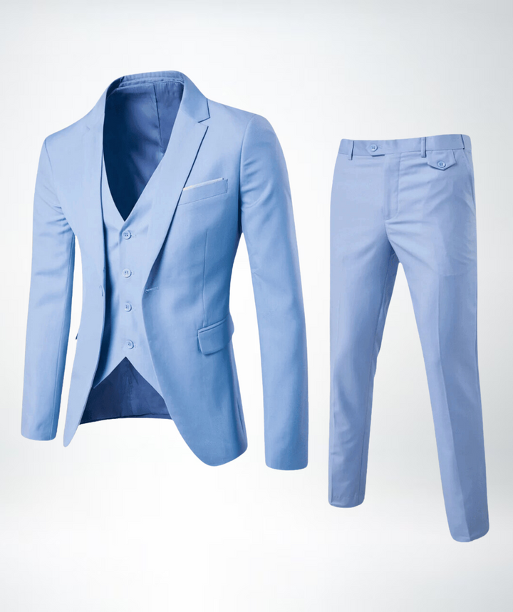 Stylish Three-Piece Men's Suit - Lucas-Light Blue-S-Nora Luxe