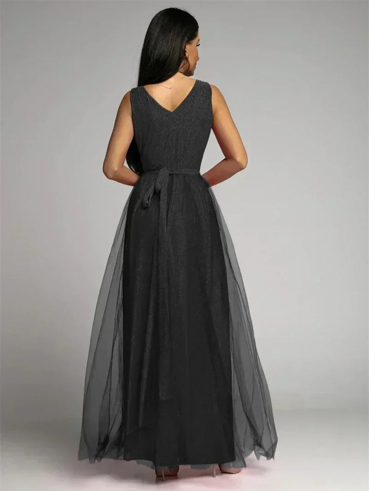 Stylish V-Neck Dress - Mindy-Black-S-Nora Luxe