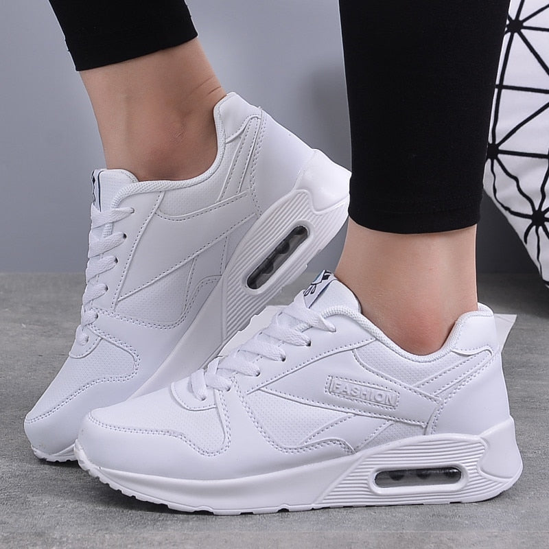 Stylish Vegan Leather Women's Sneakers - Valencia-White-3.0-Nora Luxe