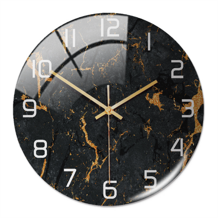Stylish Wall Clock with Marble Texture - MarbleTime-Black Copper-Nora Luxe