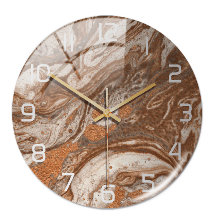 Stylish Wall Clock with Marble Texture - MarbleTime-Brown Copper-Nora Luxe