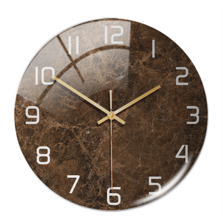 Stylish Wall Clock with Marble Texture - MarbleTime-Brown-Nora Luxe