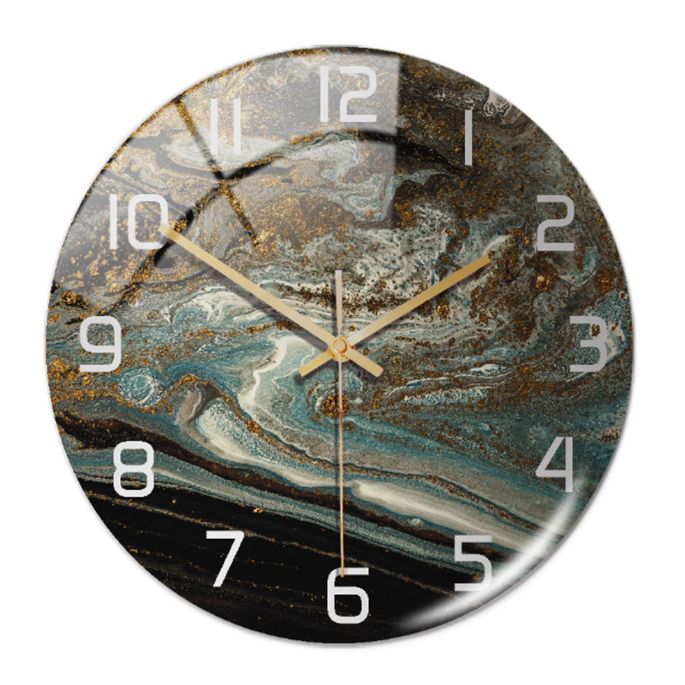 Stylish Wall Clock with Marble Texture - MarbleTime-Copper Blue-Nora Luxe