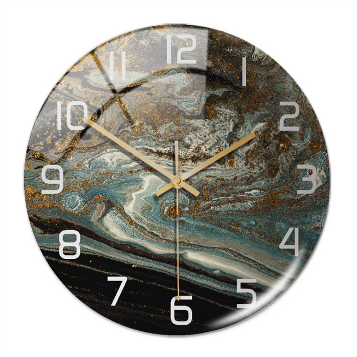 Stylish Wall Clock with Marble Texture - MarbleTime-Copper Blue-Nora Luxe