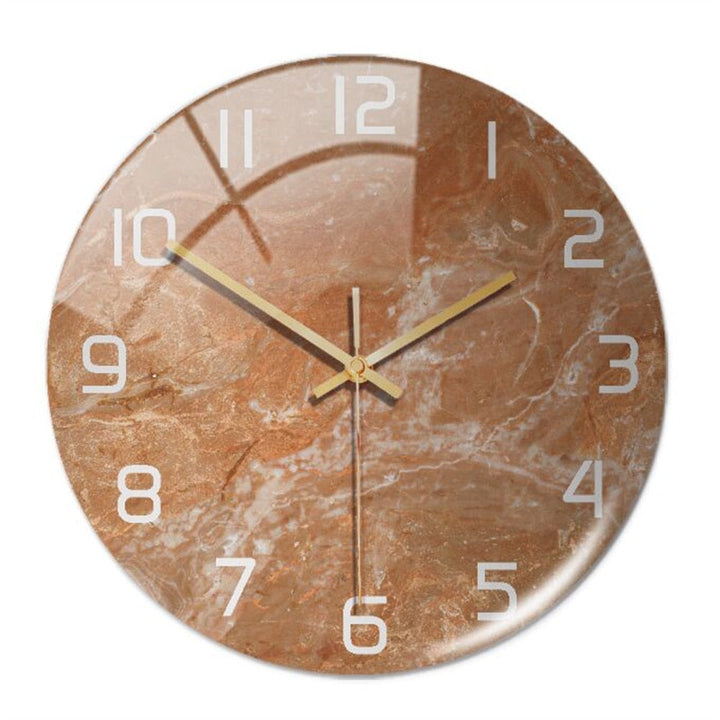 Stylish Wall Clock with Marble Texture - MarbleTime-Copper-Nora Luxe