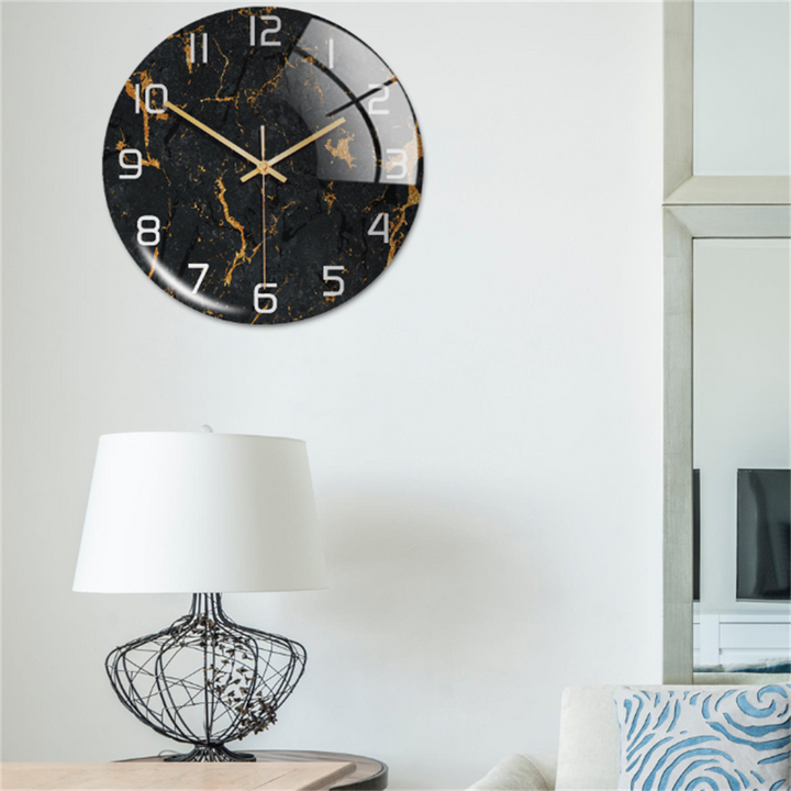 Stylish Wall Clock with Marble Texture - MarbleTime-Green-Nora Luxe