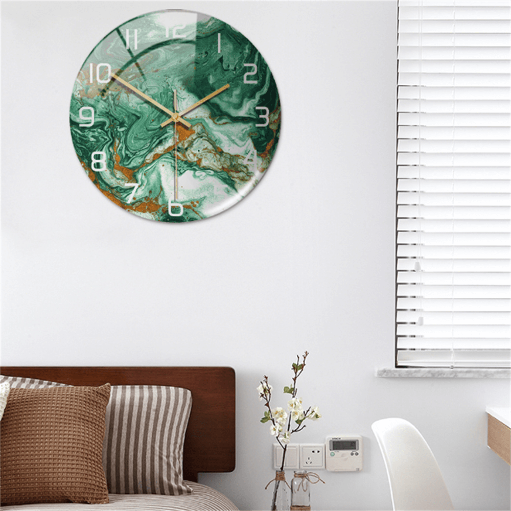 Stylish Wall Clock with Marble Texture - MarbleTime-Green-Nora Luxe
