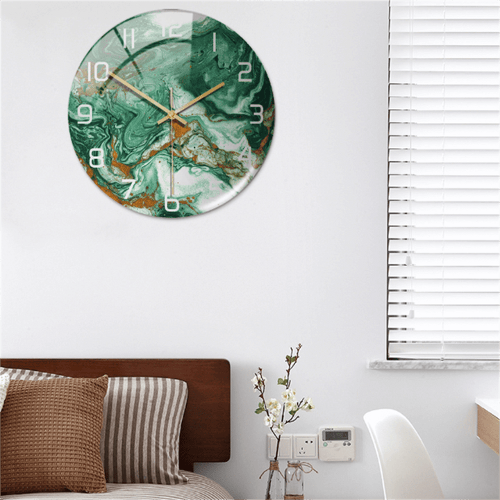Stylish Wall Clock with Marble Texture - MarbleTime-Green-Nora Luxe