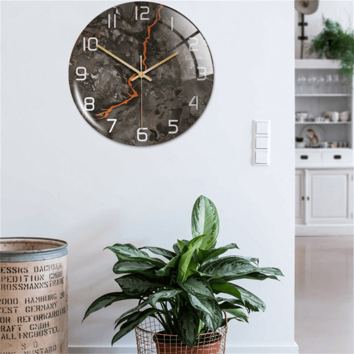 Stylish Wall Clock with Marble Texture - MarbleTime-Green-Nora Luxe