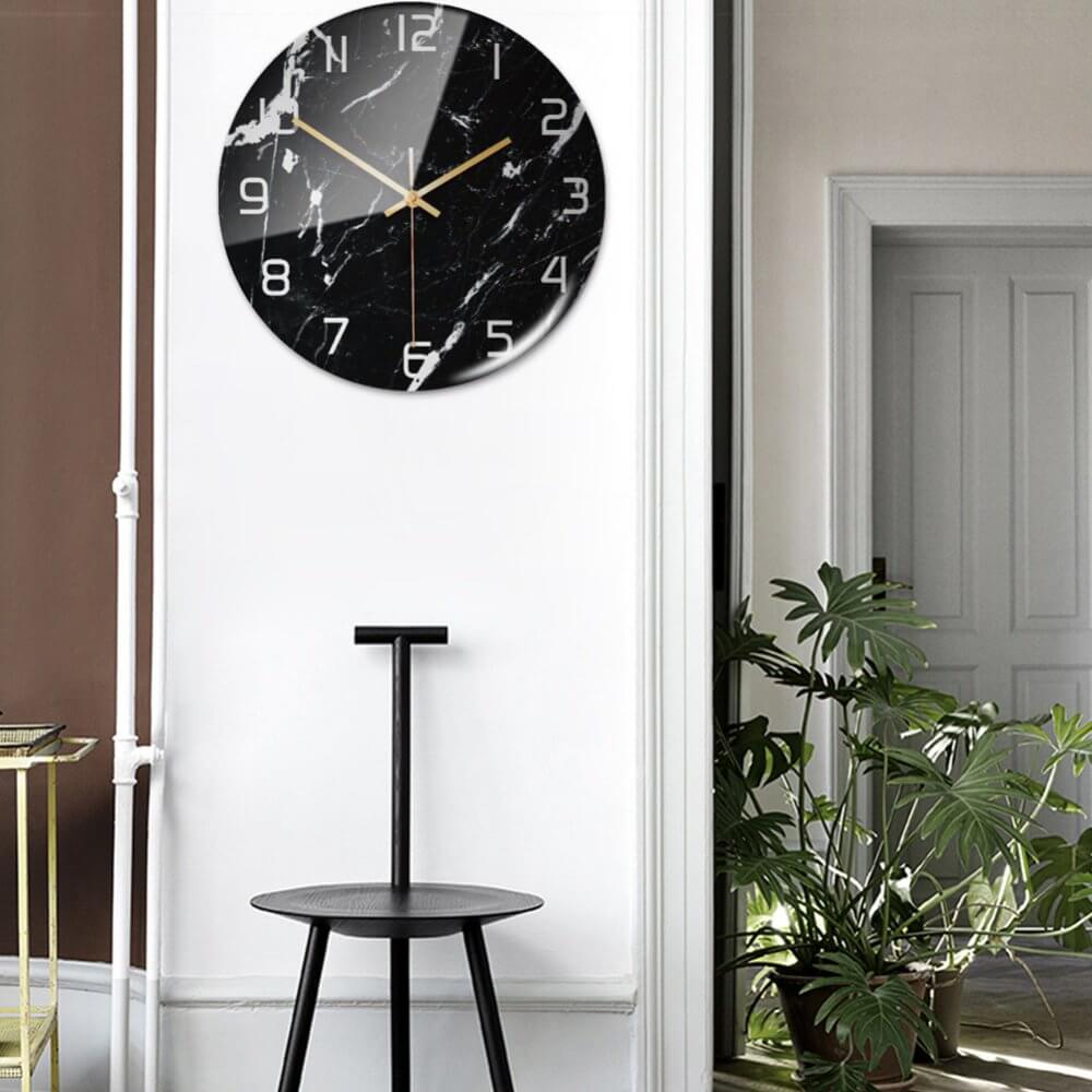 Stylish Wall Clock with Marble Texture - MarbleTime-Green-Nora Luxe