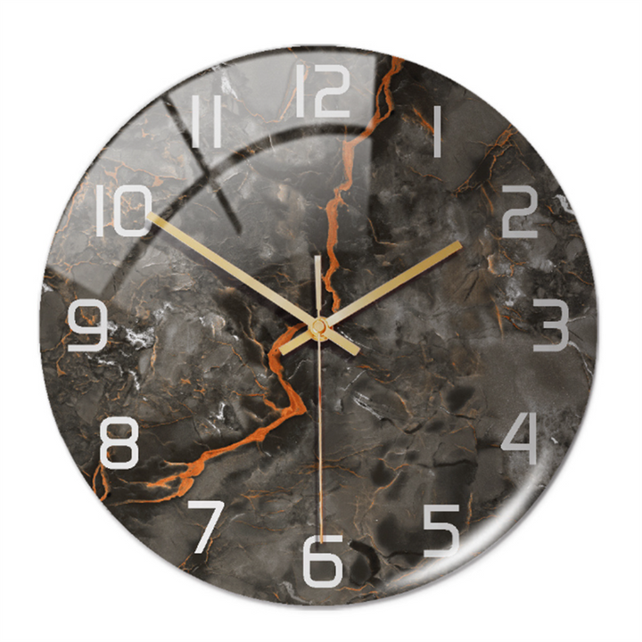Stylish Wall Clock with Marble Texture - MarbleTime-Grey Copper-Nora Luxe