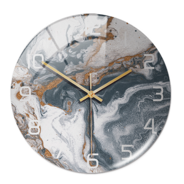 Stylish Wall Clock with Marble Texture - MarbleTime-Grey Copper White-Nora Luxe
