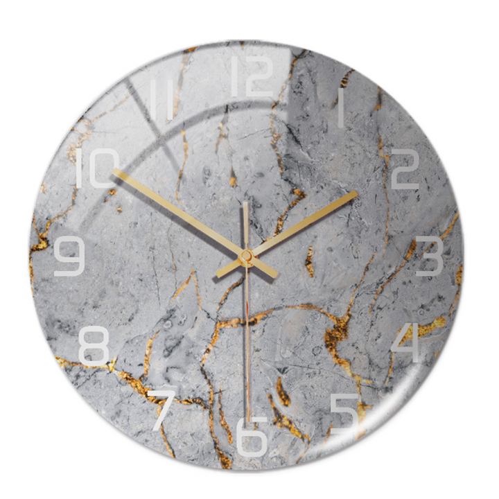 Stylish Wall Clock with Marble Texture - MarbleTime-Light Gray-Nora Luxe