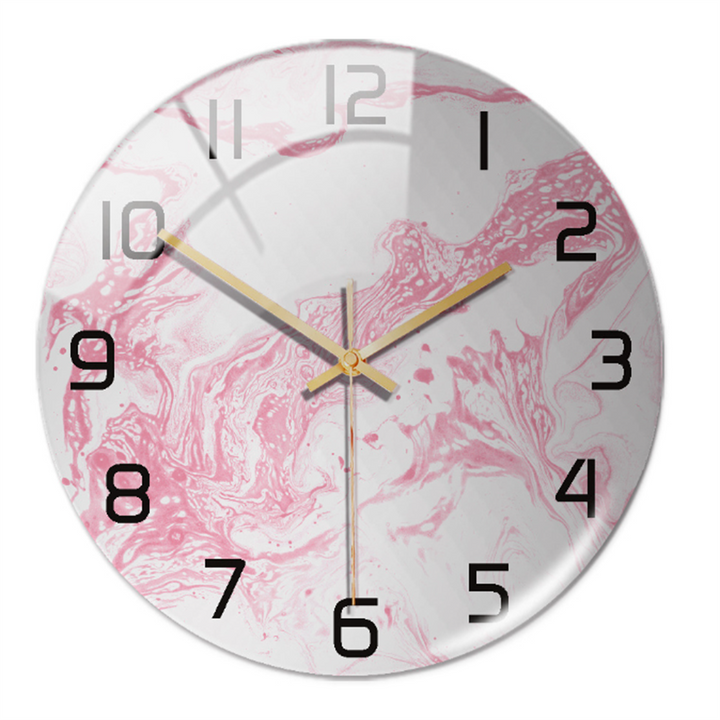 Stylish Wall Clock with Marble Texture - MarbleTime-Roze-Nora Luxe