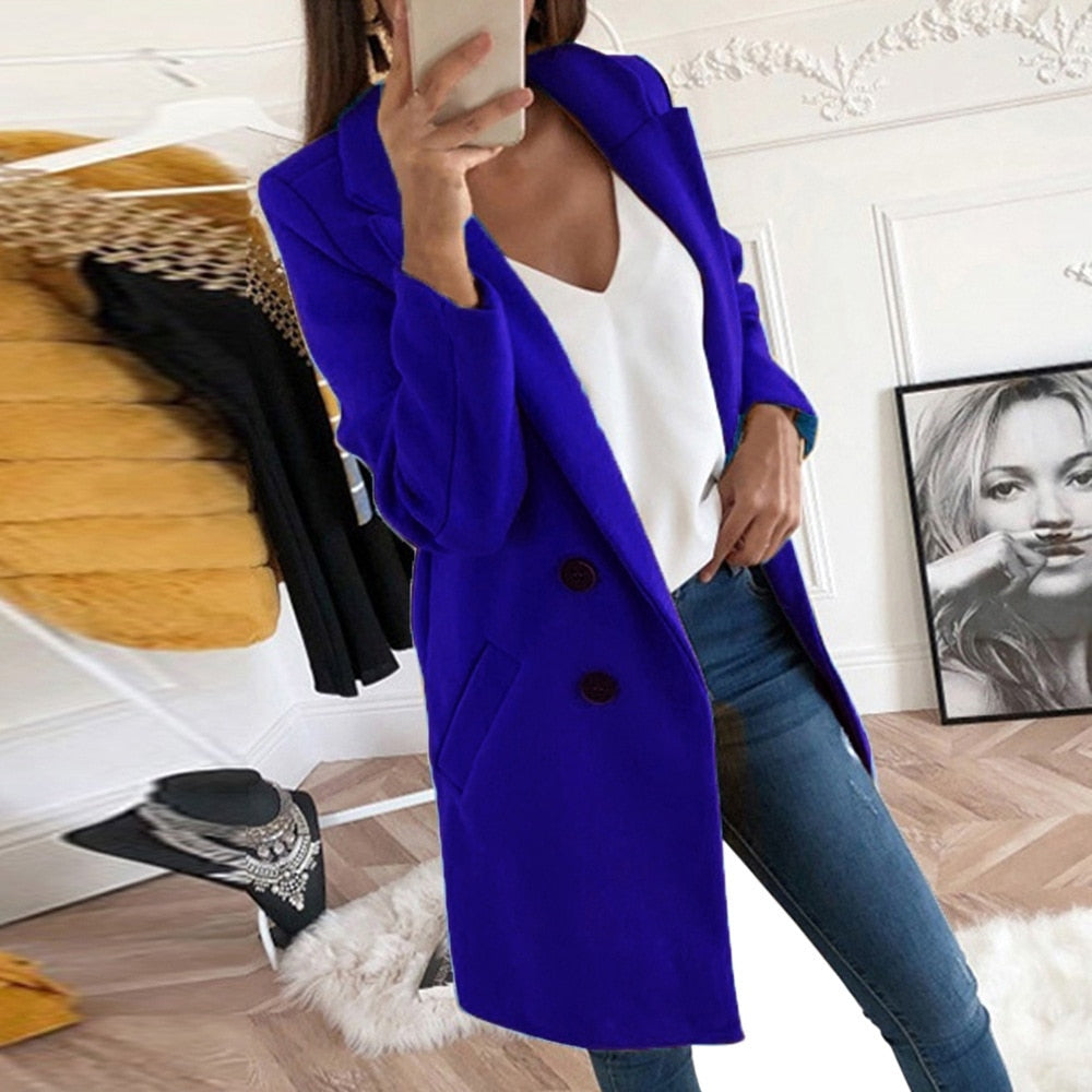 Stylish Women's Coat - Mila-Dark Blue-S-Nora Luxe