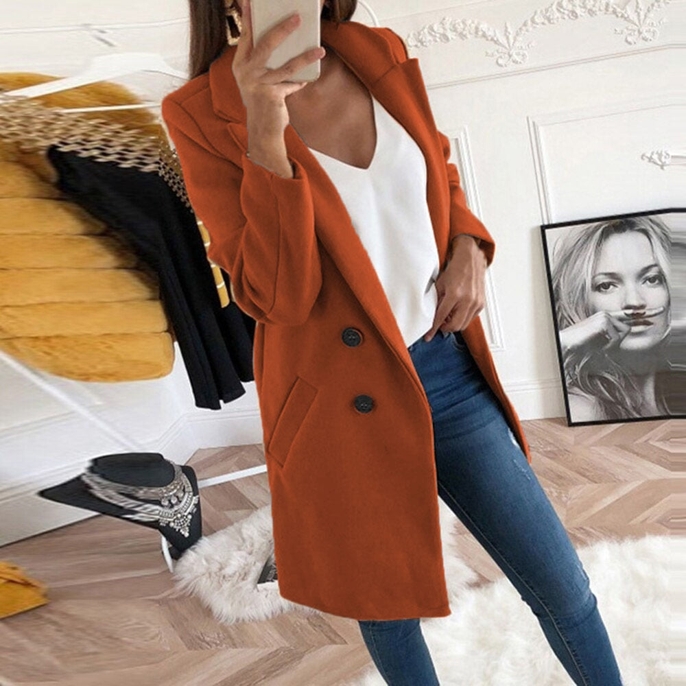 Stylish Women's Coat - Mila-Dark Orange-S-Nora Luxe