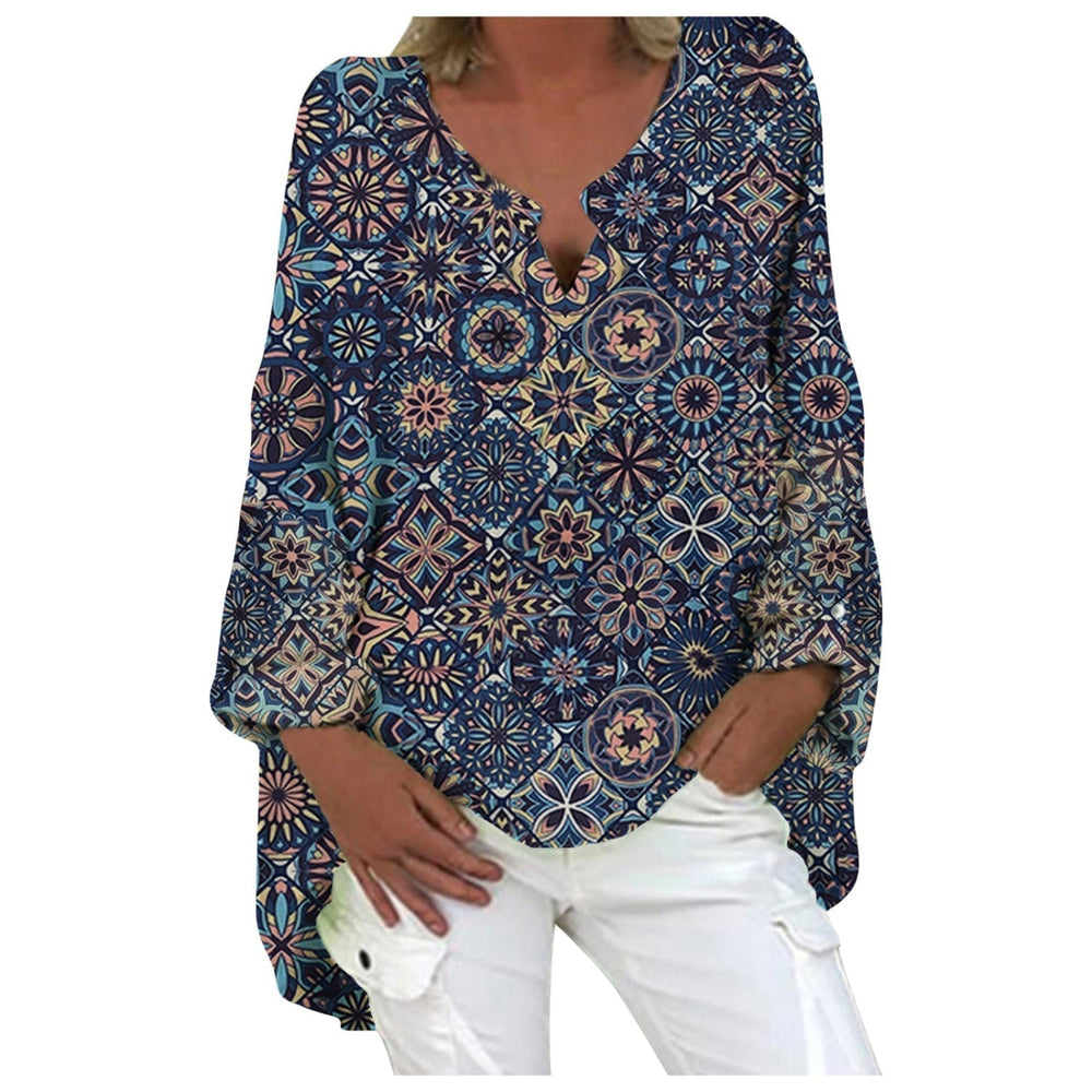 Stylish women's linen blouse – Elodie-Blue Brown-S-Nora Luxe