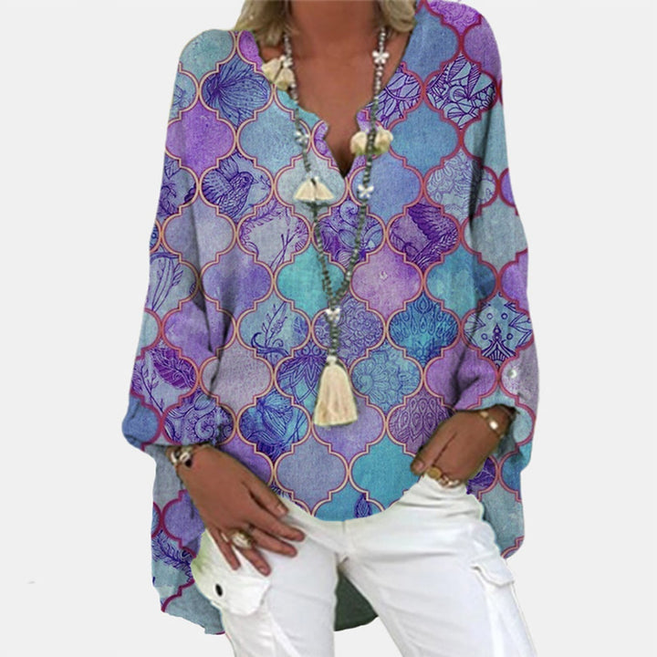 Stylish women's linen blouse – Elodie-Purple Blue-S-Nora Luxe