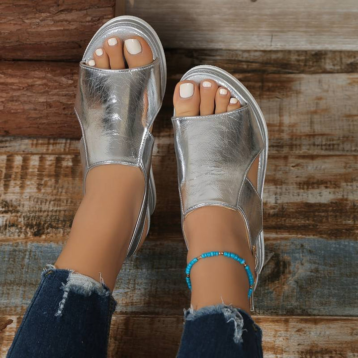 Stylish women's orthopedic summer shoes with wedge heel & fringe – Tilda-4-Gold-Nora Luxe