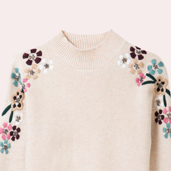 Stylish Women's Sweater with Floral Print - Isabeau-Red-XS-Nora Luxe
