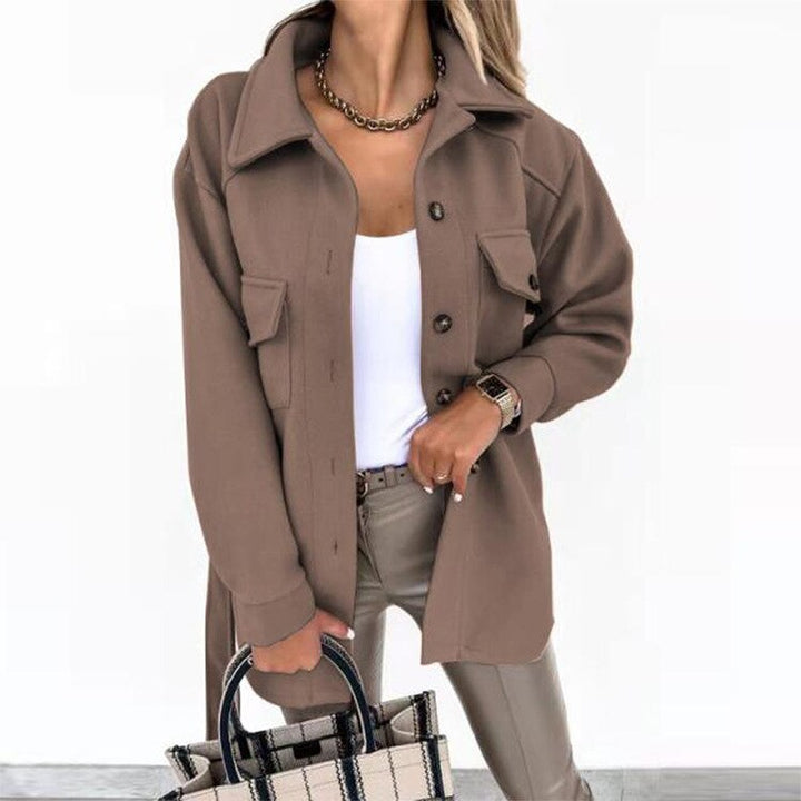 Stylish Wool-Look Jacket for Women - Sophie-Brown-S-Nora Luxe