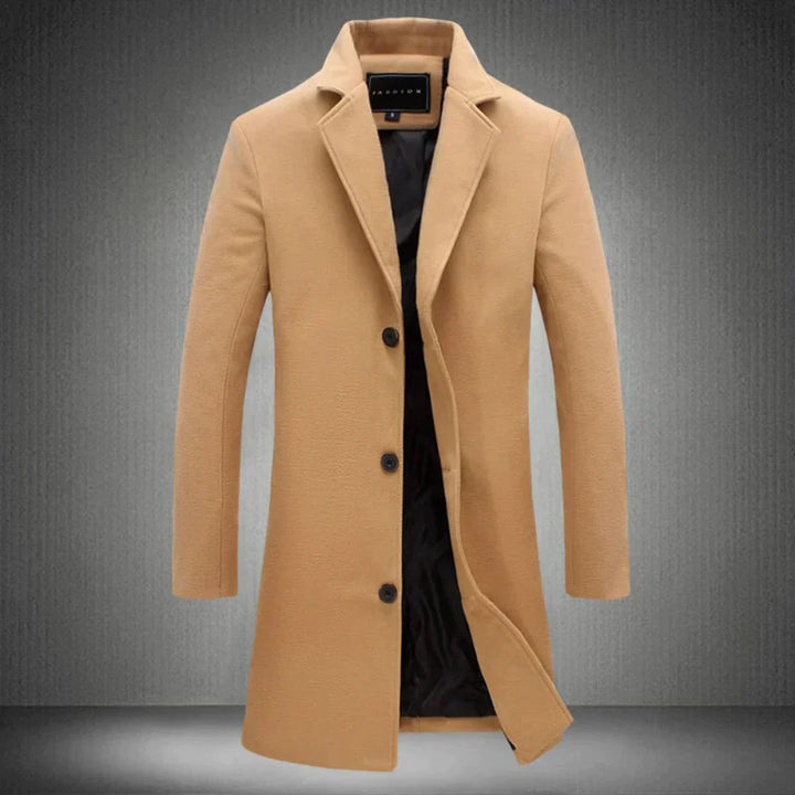 Stylish Wool Men's Coat - Maxwell-Khaki-2XS-Nora Luxe