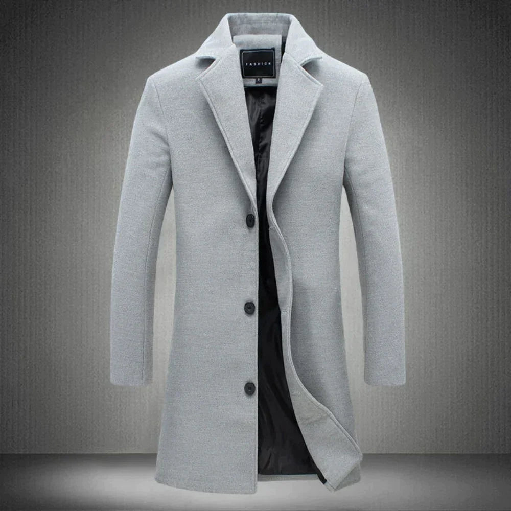 Stylish Wool Men's Coat - Maxwell-Light Gray-2XS-Nora Luxe