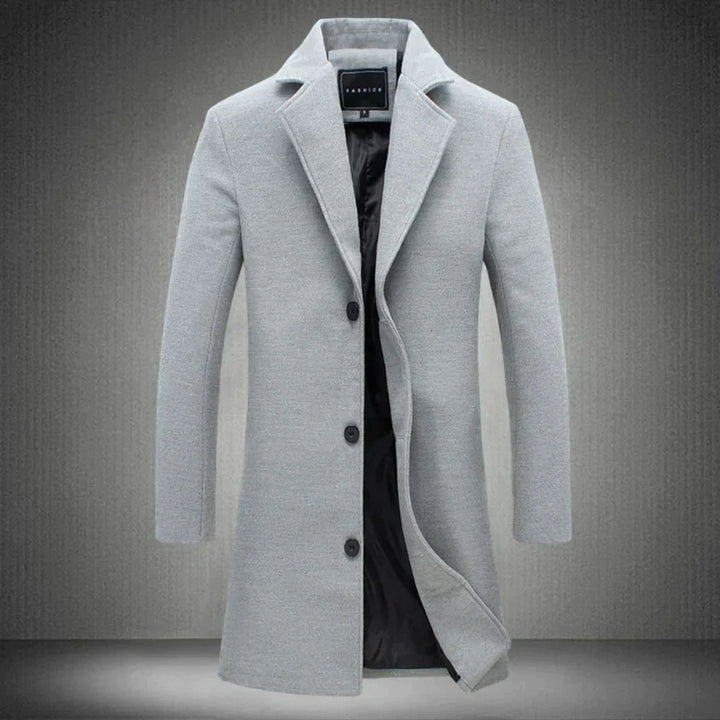 Stylish Wool Men's Coat - Maxwell-Light Gray-2XS-Nora Luxe